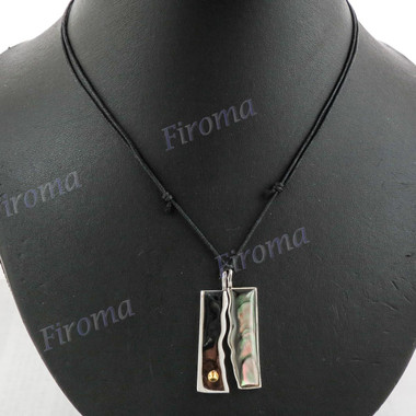 1 9/16" 925 Silver Mother Of Pearl Silver And Gold Pendant