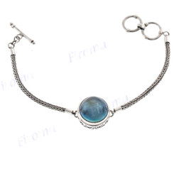 925 Silver Mabe Pearl 7 1/2" Blue Grey Toggle Bracelet