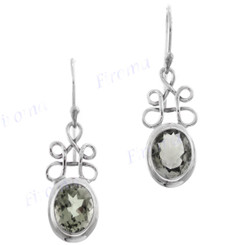 15/16" 925 Silver Green Amethyst French Wires Earrings