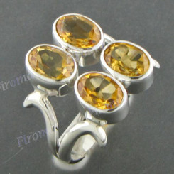 5/8" 925 Silver Citrine Face us 6 Ring