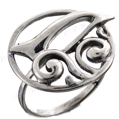 7/8" 925 Silver Face Dolphin us 8 Ring