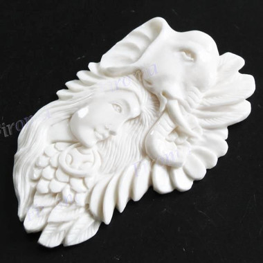 Cabochon Buffalo Bone Undrilled Indian Elephant 2 5/16"(58mm) 10gr(50cts)