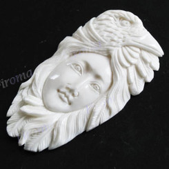 Cabochon Buffalo Bone Undrilled Indian Eagle 2 3/8"(60mm) 8gr(40cts)