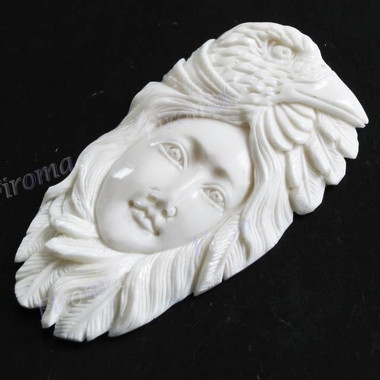 Cabochon Buffalo Bone Undrilled Indian Eagle 2 3/8"(60mm) 8gr(40cts)