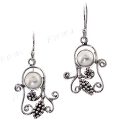 13/16" 925 Silver Biwa Pearl White French Wires Earrings