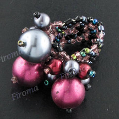 2mm Glass Seed Beads Faux Pearl Champagne Black Ring