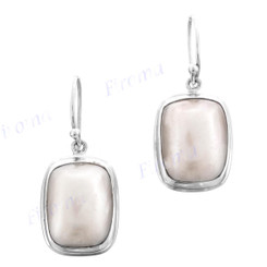 11/16" 925 Silver White Mabe Pearl French Wires Earrings