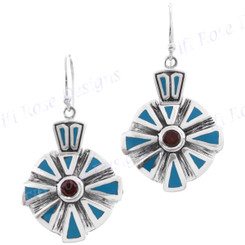 15/16" 925 Silver Garnet Red French Wires Earrings