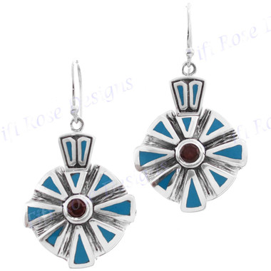 15/16" 925 Silver Garnet Red French Wires Earrings