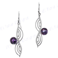1 3/16" 925 Silver Amethyst French Wires Earrings