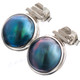 13/16" 925 Silver Blue Mabe Pearl Post Earrings