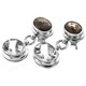 1 1/8" 925 Silver Smokey Quartz Crystal White Post Earrings