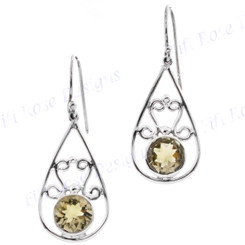 7/8" 925 Silver Lemon Quartz French Wires Earrings