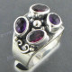 9/16" 925 Silver Amethyst Rutilated Quartz Face us 6 Ring