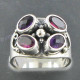9/16" 925 Silver Amethyst Rutilated Quartz Face us 6 Ring