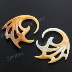 1 1/2" Goldlip Mother Of Pearl Tribal Plug Earrings