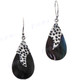 7/8" 925 Silver Black Mother Of Pearl Shell Iridescent French Wires Earrings