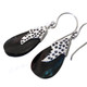 7/8" 925 Silver Black Mother Of Pearl Shell Iridescent French Wires Earrings