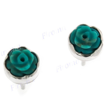 1/4" 925 Silver Turquoise Flower Post Earrings