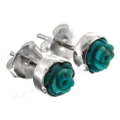 1/4" 925 Silver Turquoise Flower Post Earrings