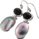 1 1/4" 925 Silver Onyx Abalone Shell Blue French Wires Earrings