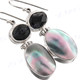 1 1/4" 925 Silver Onyx Abalone Shell Blue French Wires Earrings