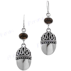 1 3/16" 925 Silver Smokey Quartz French Wires Earrings