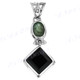 1 9/16" 925 Silver Onyx Emerald Pendant