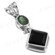 1 9/16" 925 Silver Onyx Emerald Pendant