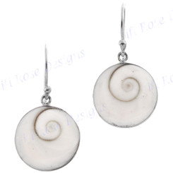 11/16" 925 Silver Cone Shell Round Eye French Wires Earrings
