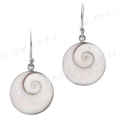 11/16" 925 Silver Cone Shell Round Eye French Wires Earrings