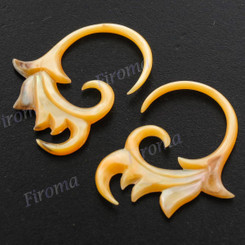1 7/16" Goldlip Mother Of Pearl Tribal Plug Earrings