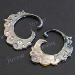 1 5/16" Blacklip Mother Of Pearl Tribal Plug Earrings