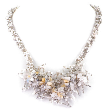 White Quartz Seed Beads Jasper 21" Necklace