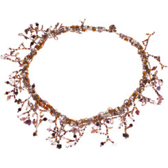 Glass Beads Seed Beads 19" Silver Brown Necklace