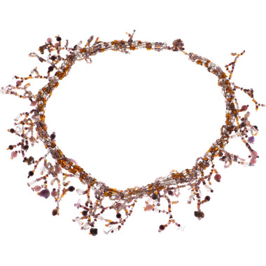 Glass Beads Seed Beads 19" Silver Brown Necklace