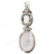 1 9/16" 925 Silver Mother Of Pearl Green Amethyst Shell Pendant