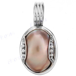 7/8" 925 Silver Gold Mabe Pearl Champagne Pendant