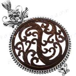 4 3/16" 925 Silver Coconut Pendant