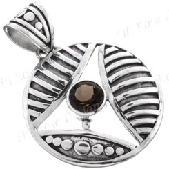 1 13/16" 925 Silver Smokey Quartz Pendant
