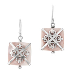 5/8" 925 Silver Pink Mother Of Pearl Shell French Wires Earrings