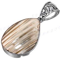 1 3/4" 925 Silver Gold Turbo Shell Teardrop Pendant
