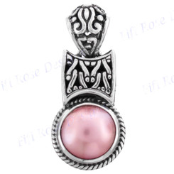 1 5/8" 925 Silver Pink Mabe Pendant