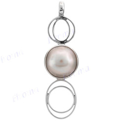 2 1/16" 925 Silver White Mabe Pearl Pendant