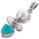 2 5/16" 925 Silver Chalcedony Biwa White Mabe Pearl Pendant