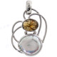 1 7/16" 925 Silver Tourmaline Biwa Pearl Pendant