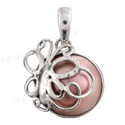 1" 925 Silver Pink Mabe Pearl Butterfly Pendant