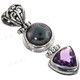 1 9/16" 925 Silver Amethyst Freshwater Pearl Pendant