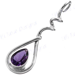 2 5/8" 925 Silver Amethyst Pendant
