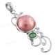 1 15/16" 925 Silver Emerald Pink Mabe Pearl Pendant